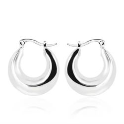 small simple 925 Sterling Silver stamped classic ROUND hoop earrings