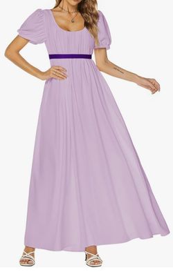 Light Purple Puff Sleeve Empire Waist Dress - New- Women Size Small