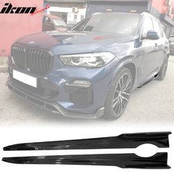 Fits 2019-2025 BMW G05 X5 M Sport Side Skirts Extension Panel PP Gloss Black 2PC
