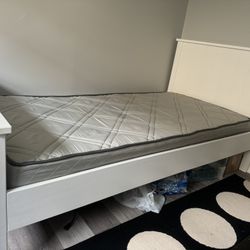 White Bed Frame with Mattress 