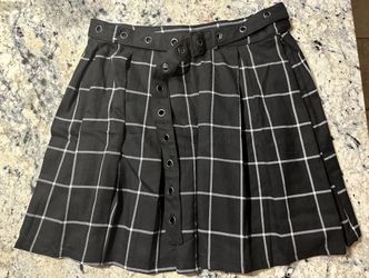 Black & White Window Pane Hot Topic Pleated Mini Skirt XL