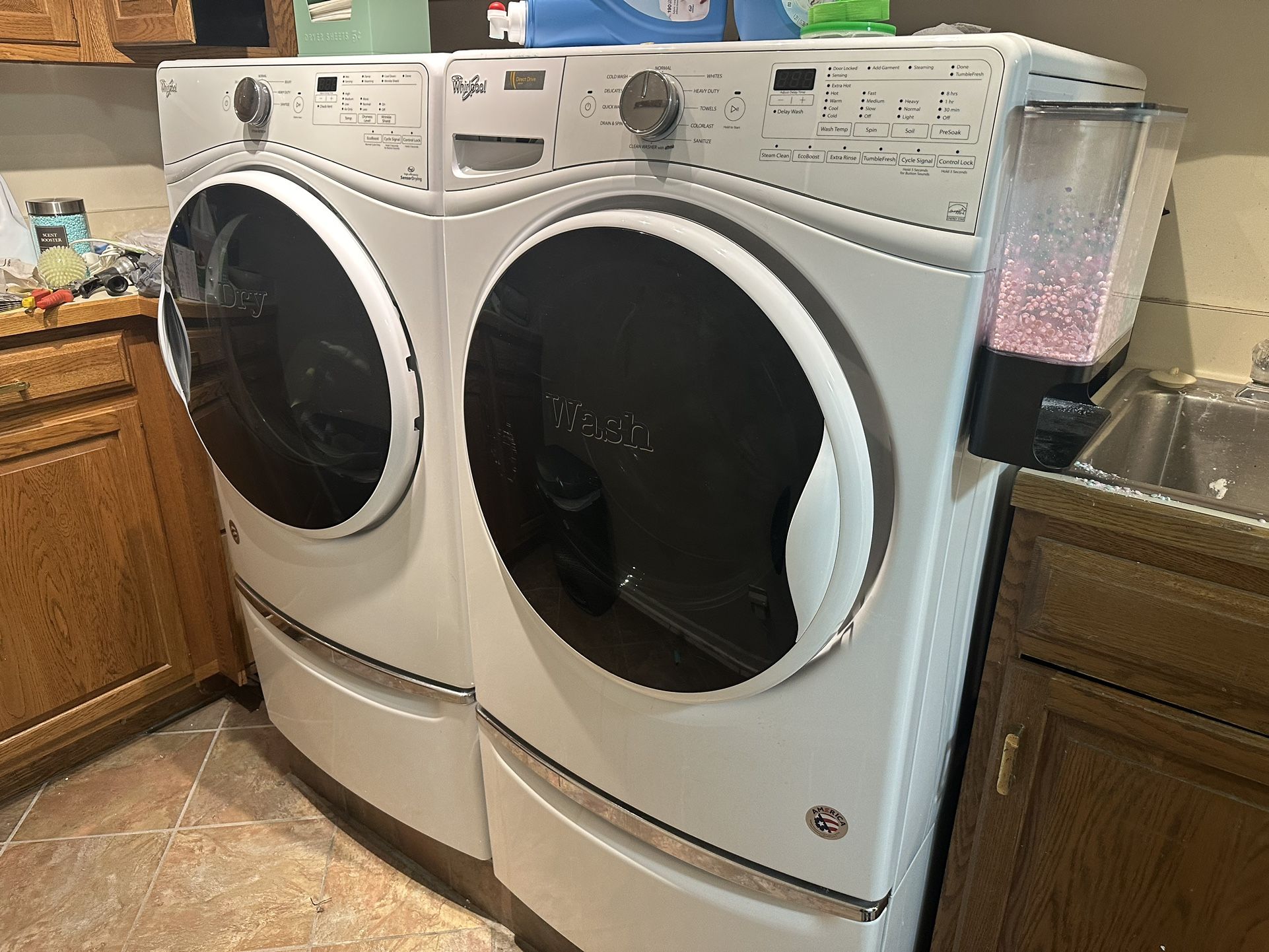 Whirlpool Washer And Electric Dryer With Pedestal