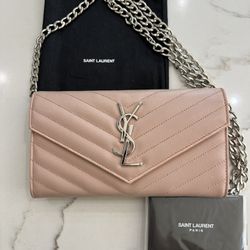 Ysl Blush Pink Wallet On Chain
