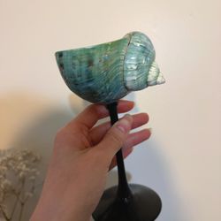 Blue-Green Seashell Goblet Cup | Elegant Coastal Decor