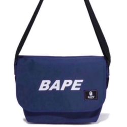 Bape Navy Shoulder Bag Men And Women