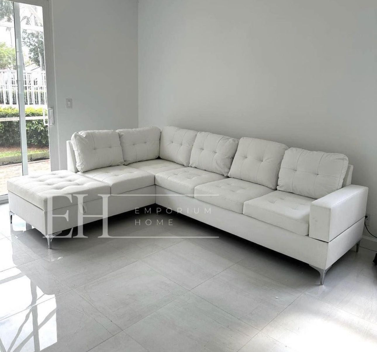 White Faux Leather Sofa Sectional With Cup Holders Available In 3 Colors 
