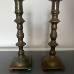 9” Tall Brass Candlestick Holders 