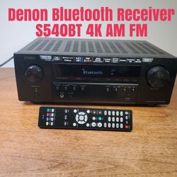 Denon Bluetooth AVR S540BT 4K AM/FM  Receiver With Remote  