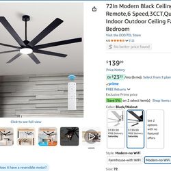 72In Modern Black Ceiling Fans with Light