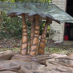 Tropical Palm Tree Glass Top Dinning Table