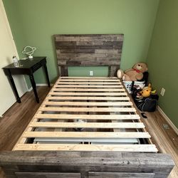 Full size bed frame built in storage