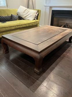 Large Dark Brown Wooden Coffee Table  Living Room Furniture