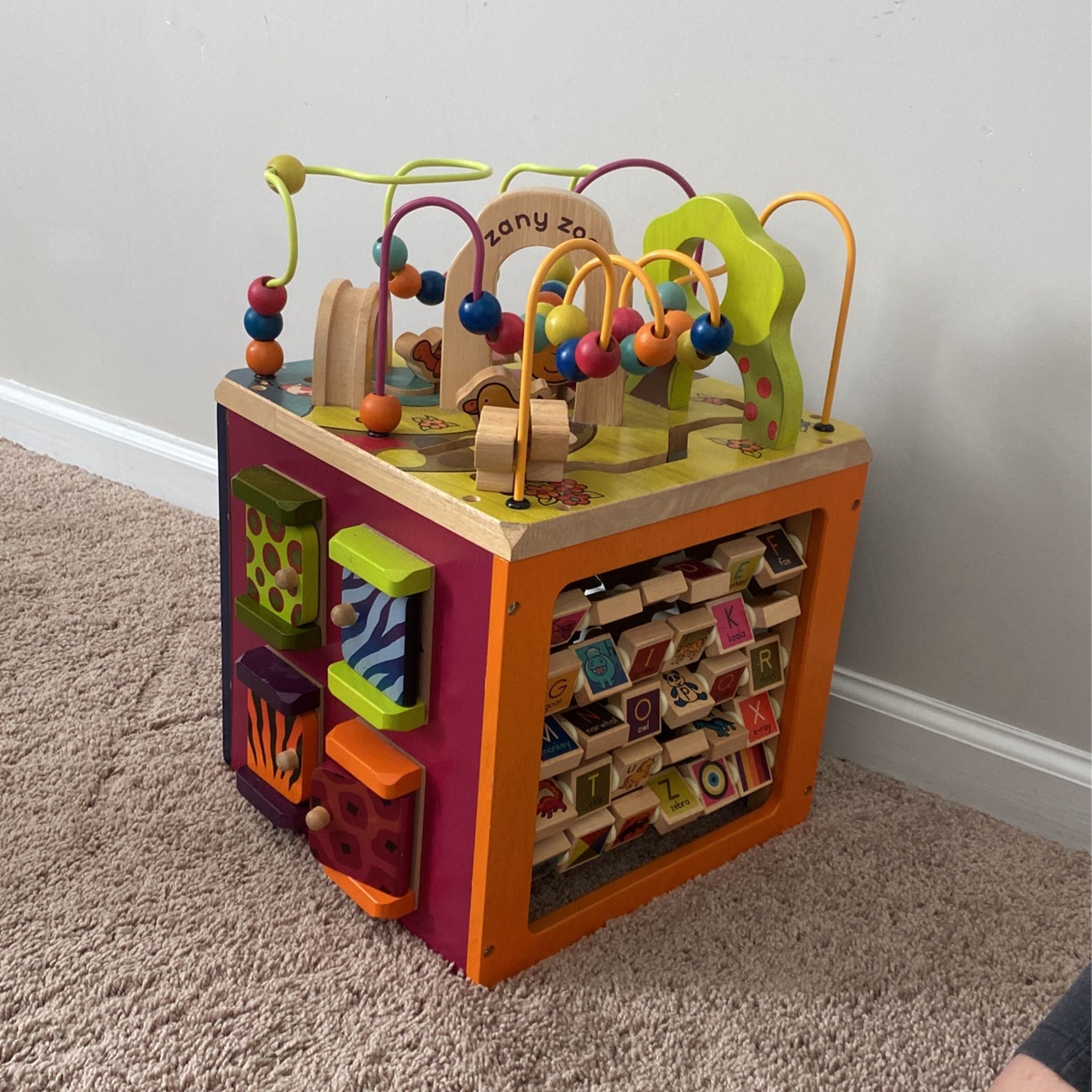 Wooden Activity Cube - Zany Zoo