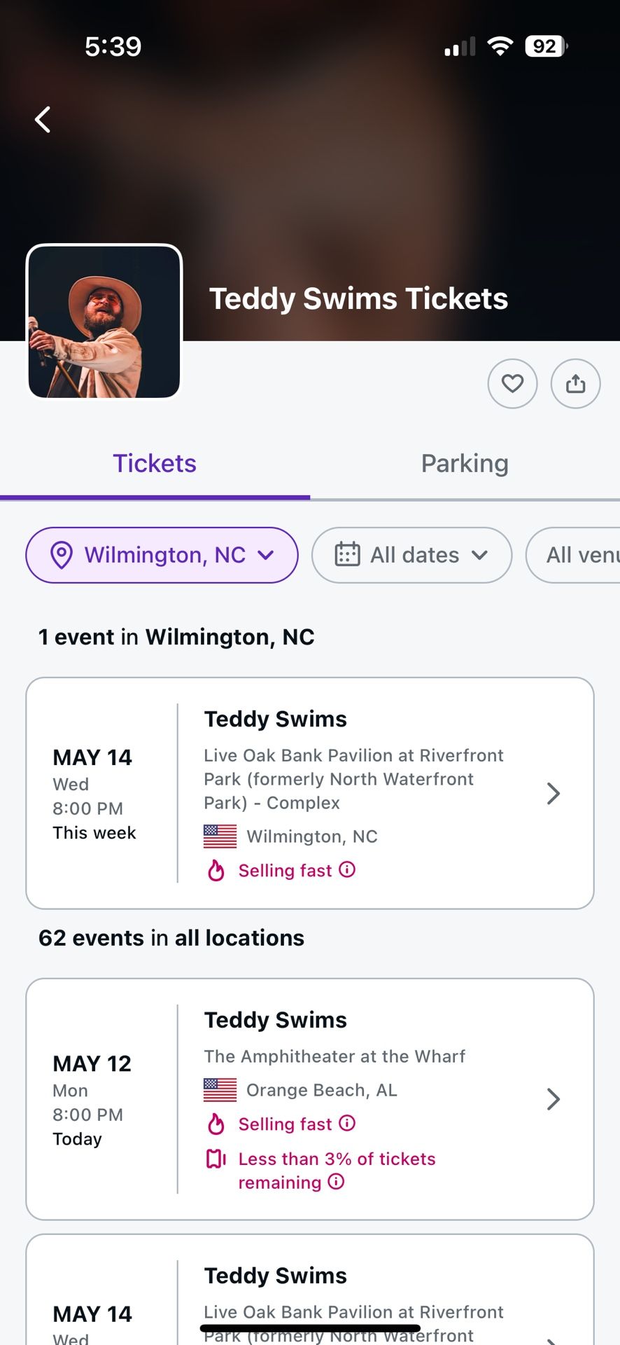 Pit Tix to Teddy Swims in Wilmington!