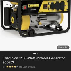 Champion 3650 Portable Generator with added $70 “Wheel Kit” (used only once for Ian)