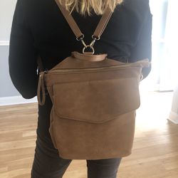 ANTIK KRAFT Convertible Faux Vegan Leather Messenger Bag Backpack