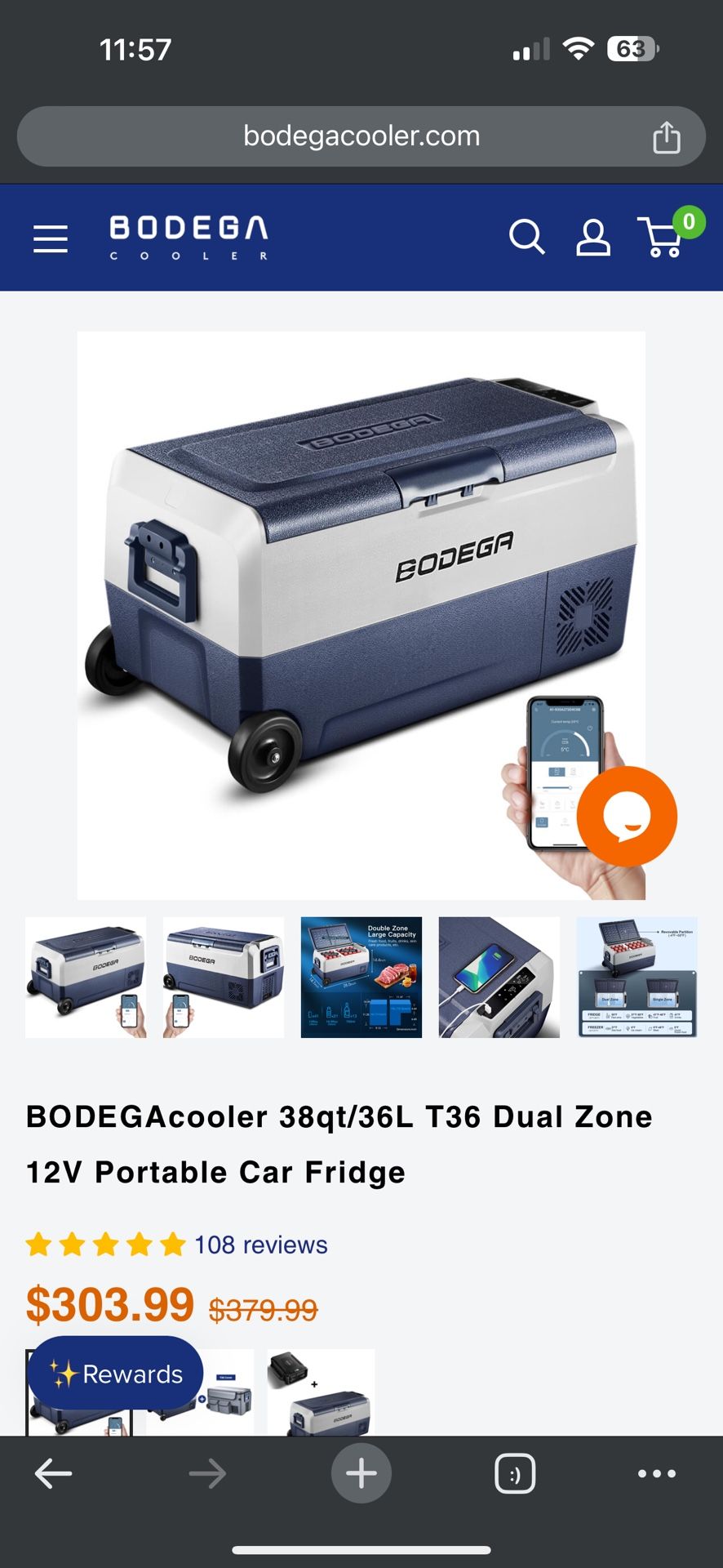 Car Portable Fridge (BODEGA T36) Dual Zone 38Qt