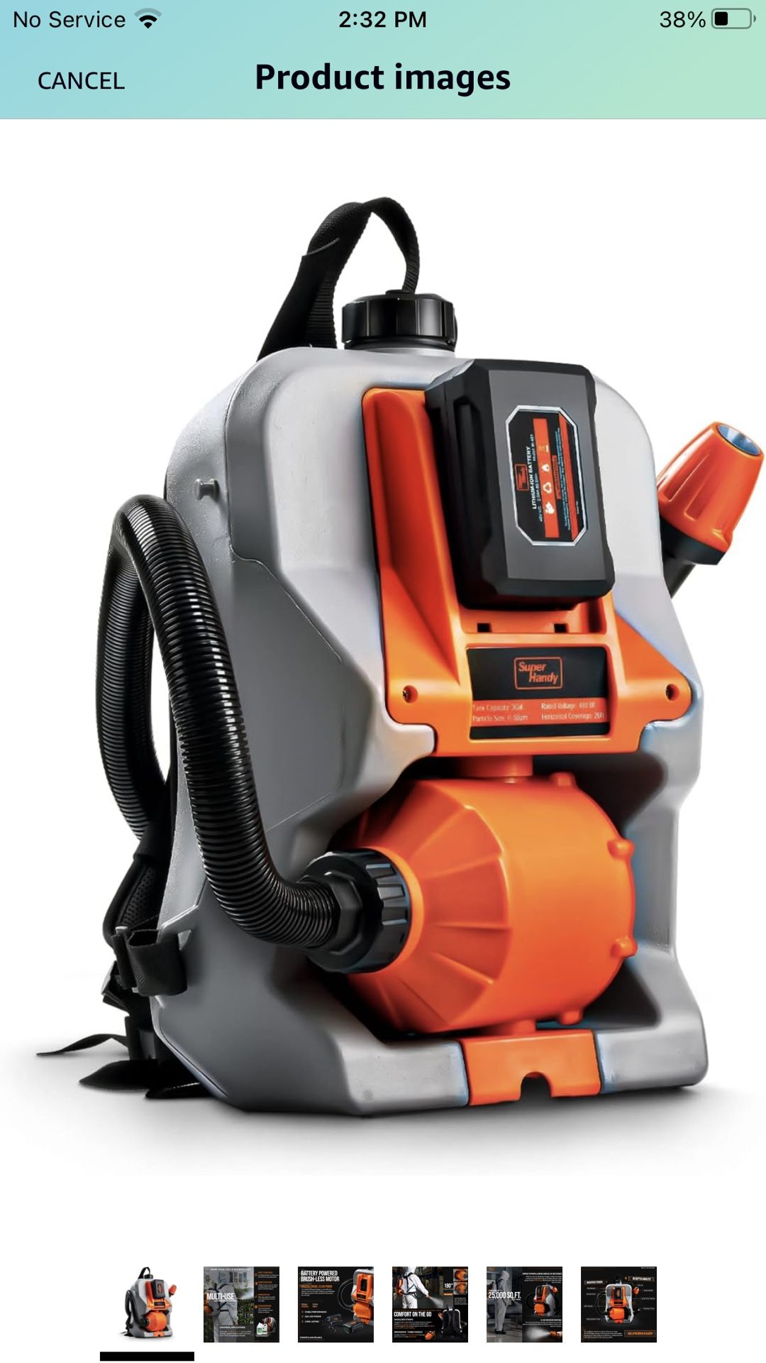 SuperHandy ULV Fogger Cordless Backpack, Garden Mist Sprayer Machine w/48V Battery, 2.6GAL 1-10GPH - for Lawn-Care, Hydroponics, Sanitizing