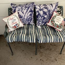 Iron Patio Settee With Cushions 
