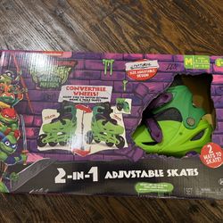 Children's Inline Skates Teenage Mutant Ninja Turtles Junior Roller Skates, Size Adjustable Design for Growing Feet, Kids US Size 2-5(EU Size 34-37), 
