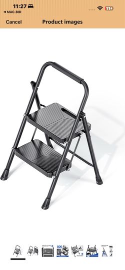 KINGRACK Folding 2 Step Ladder, Portable Ladder for Multi-Purpose, Home, Kitchen, Heavy Sturdy Steel Step Stool with Anti-Slip Wide Pedals, Handrail,