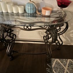 Iron Glass Walkway Table To End Tables And One Coffee Station Tables