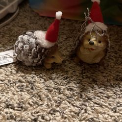 3 Resin Hedgehog Ornaments
