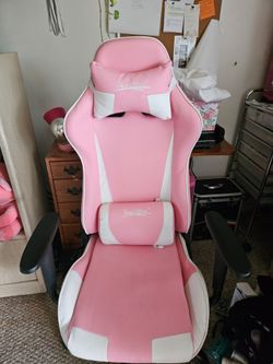 Best Office Gaming & Office Chair Pink & White Ergonomic Adjustable Professionally Assembled Lumbar