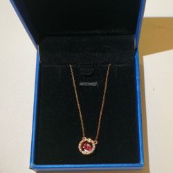Swarovski ROSE GOLD Sparkling RED Dance Around Crystal Necklace w/Gift Box