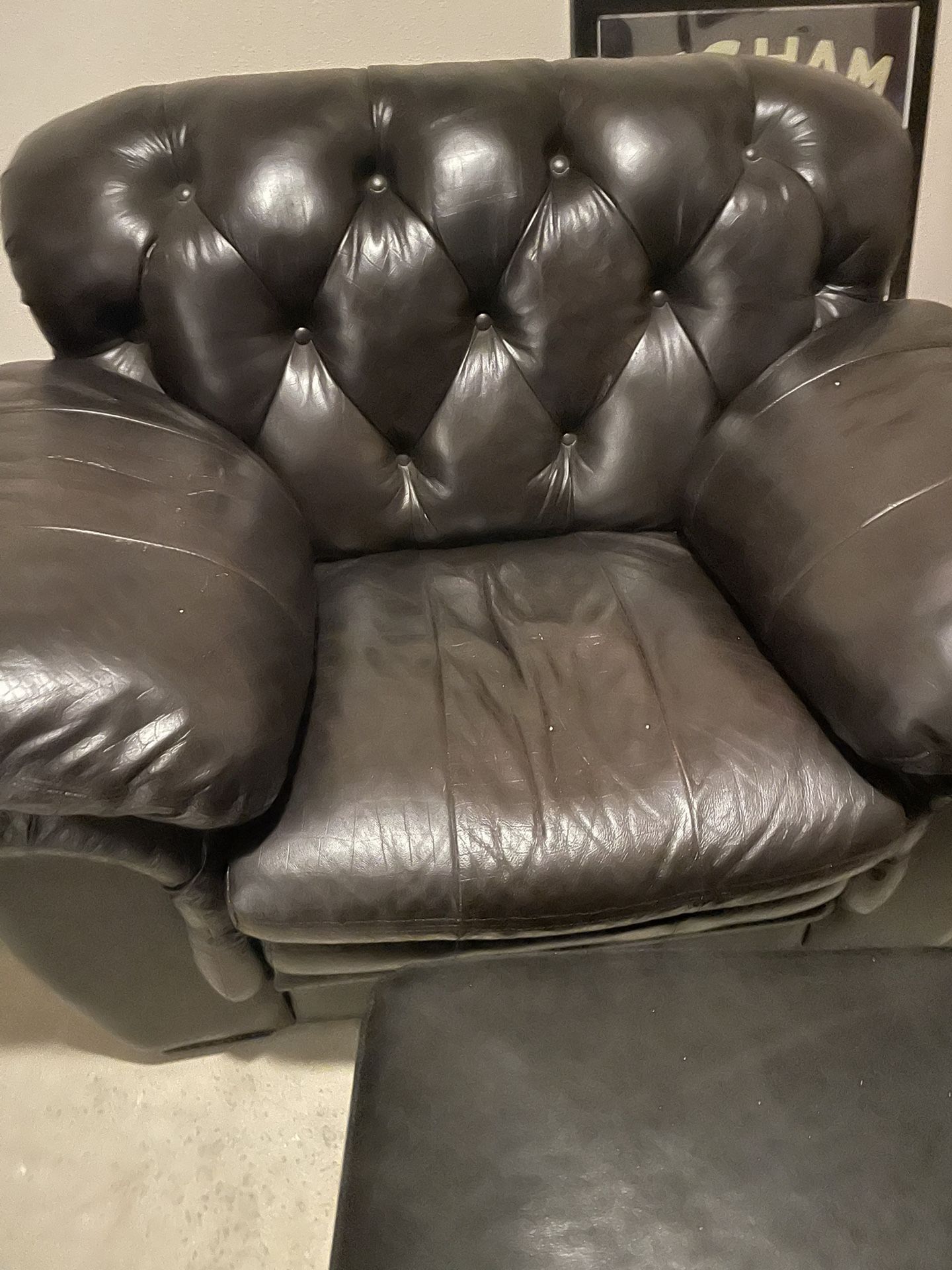 Leather Chair And Ottoman