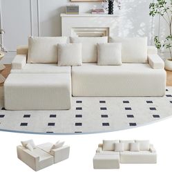 Boneless Couch, L Shaped Cloud Couches for Living Room, Comfy Fluffy Modular Sectional Sofa, Deep Seat Memory Foam Lounger with Left Facing Chaise, Fr