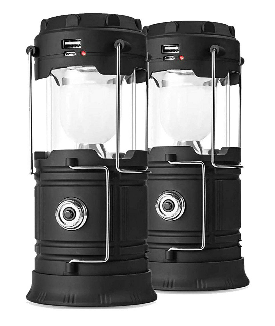 2 Pack Solar Phone Charging Lanterns, USB Rechargeable