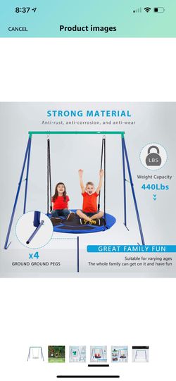 Swing Set with Saucer Tree Swing, Swivel and Heavy Duty A-Frame Metal Swing  Stand for Sale in City Of Industry, CA - OfferUp