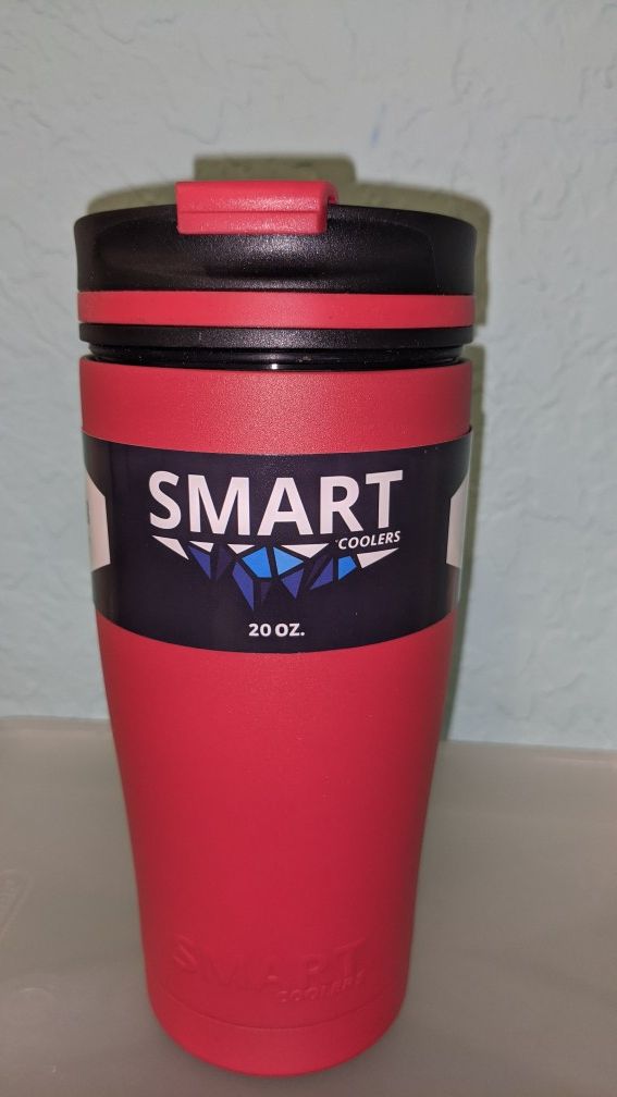 20oz Ruby red, smart cooler tumbler