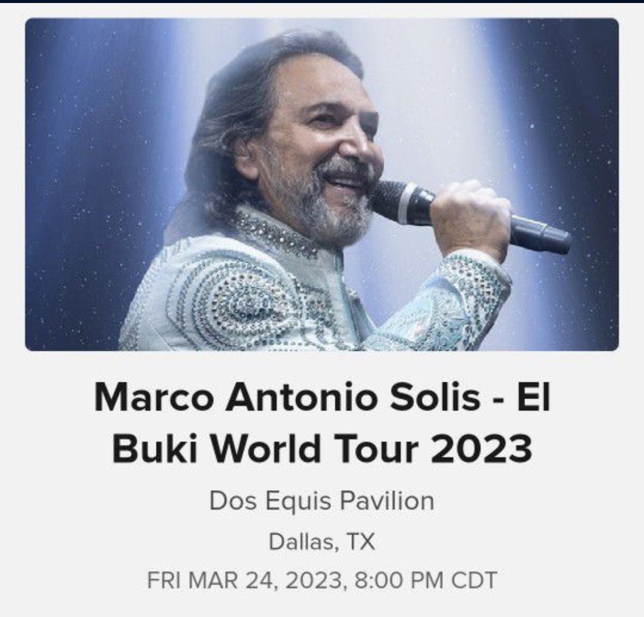 Marco Antonio Solis Los Bukis VIP BOX SEATs