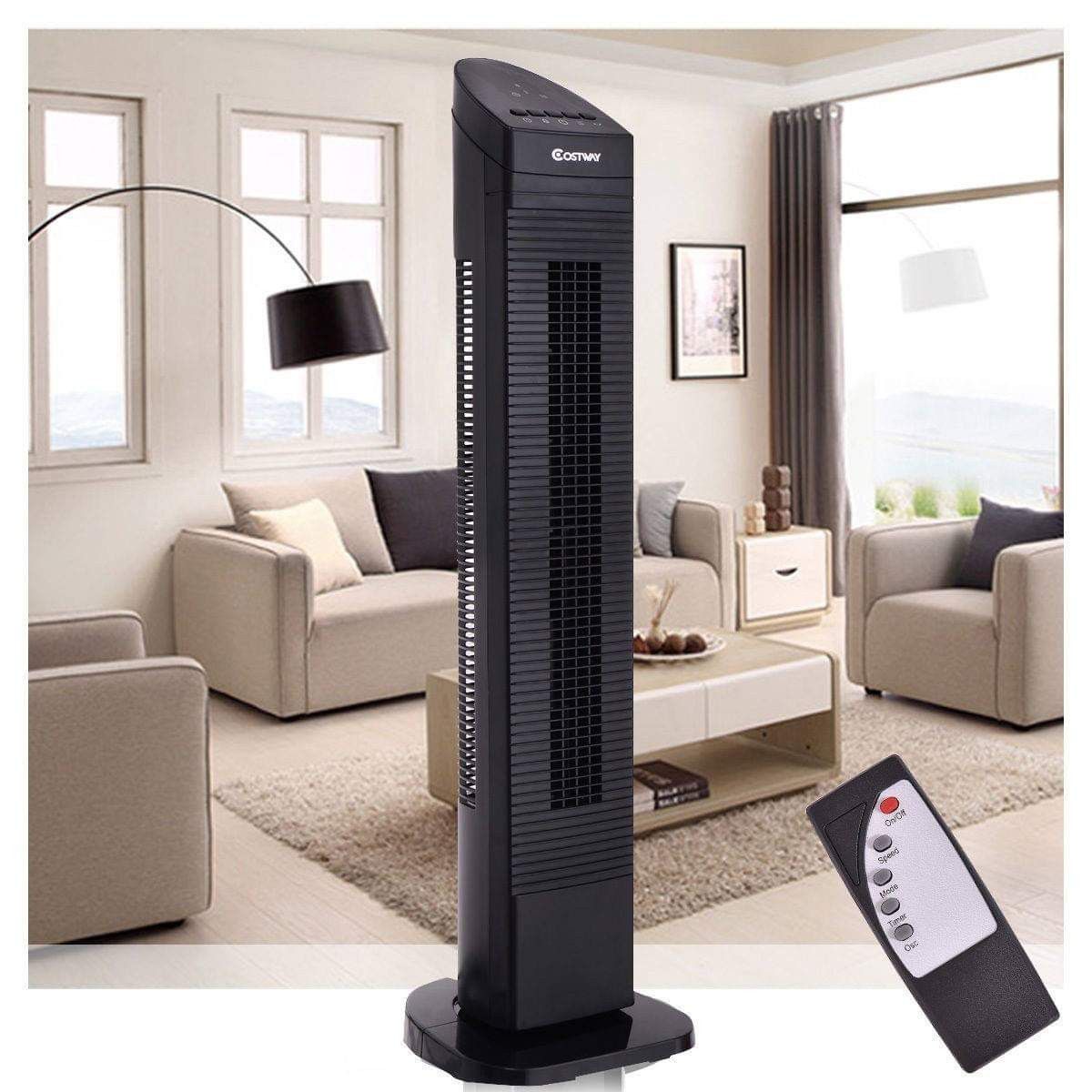 Oscillating Tower Fan Remote Rotating Tall Cooling Home Living Room Bedroom Adjustable