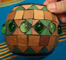 MOSAIC AND CABACHON CANDLE HOLDER