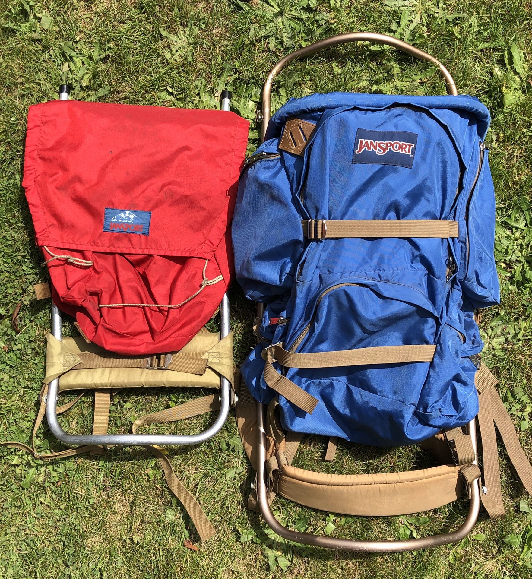 Two vintage Jansport hiking backpacks