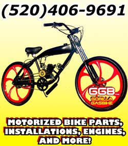 NEW MOTORIZED BIKE PARTS, INSTALLATIONS, ENGINES, BICYCLES AND MORE GALORE!