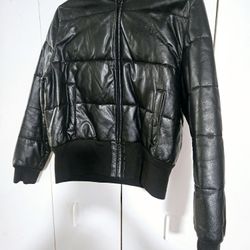 Akdmks Leather Bubble Puffer Coat