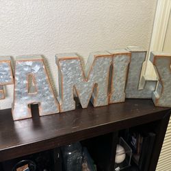 7”  lettering “FAMILY” metal, lightweight home decor