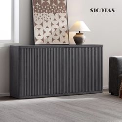 Buffet Cabinet with Storage Accent Sideboard with 4 Doors 66.3" Wide Fluted Credenza Modern Buffet Table Media Console Cabinet Entryway Cabinets for L