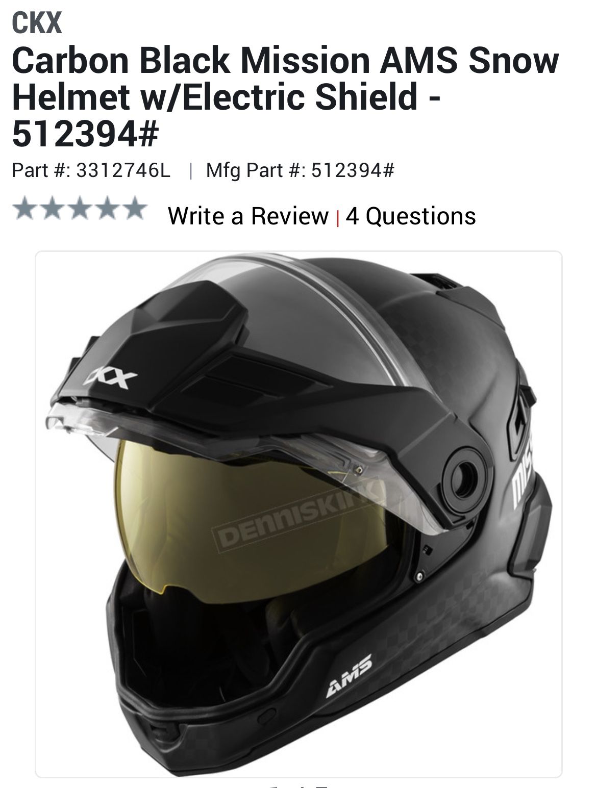 Ckx Mission Snowmobile Helmet Carbon Size Large