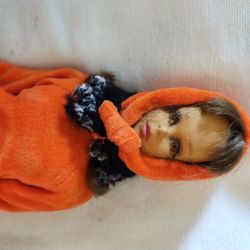 Vintage Brunette Francie Doll In Vintage Orange Cozy Outfit 