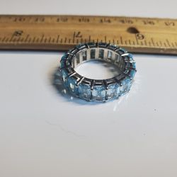 Silver Rhodium Plated, Moissanite Diamond Ring VVS White Passes Dismond Tester Size 7