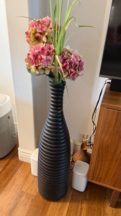 Heavy black floor vase