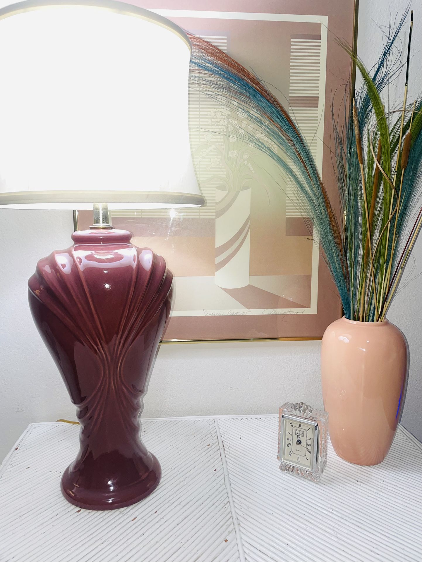 80’s Table Lamp, Mauve Retro Postmodern 