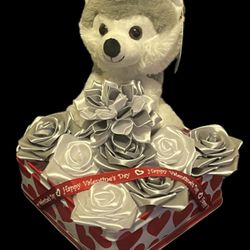 Handmade Satin Roses And  Dog Plush