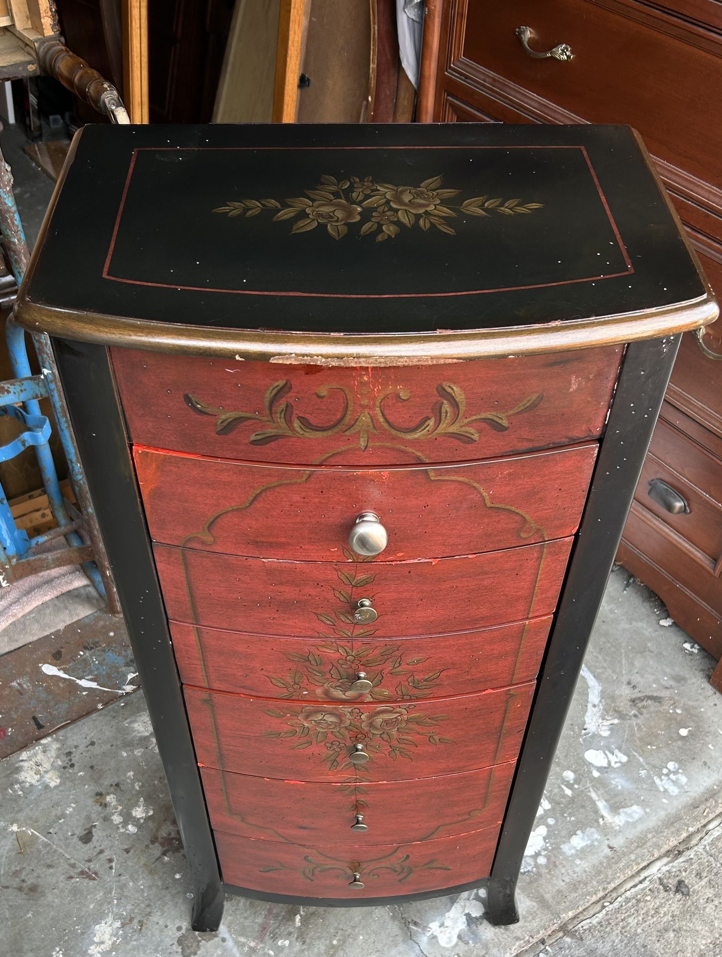 Vintage Wooden Jewelry Box jewelry armoire black/red L20”*D14”*H40”(address in description)