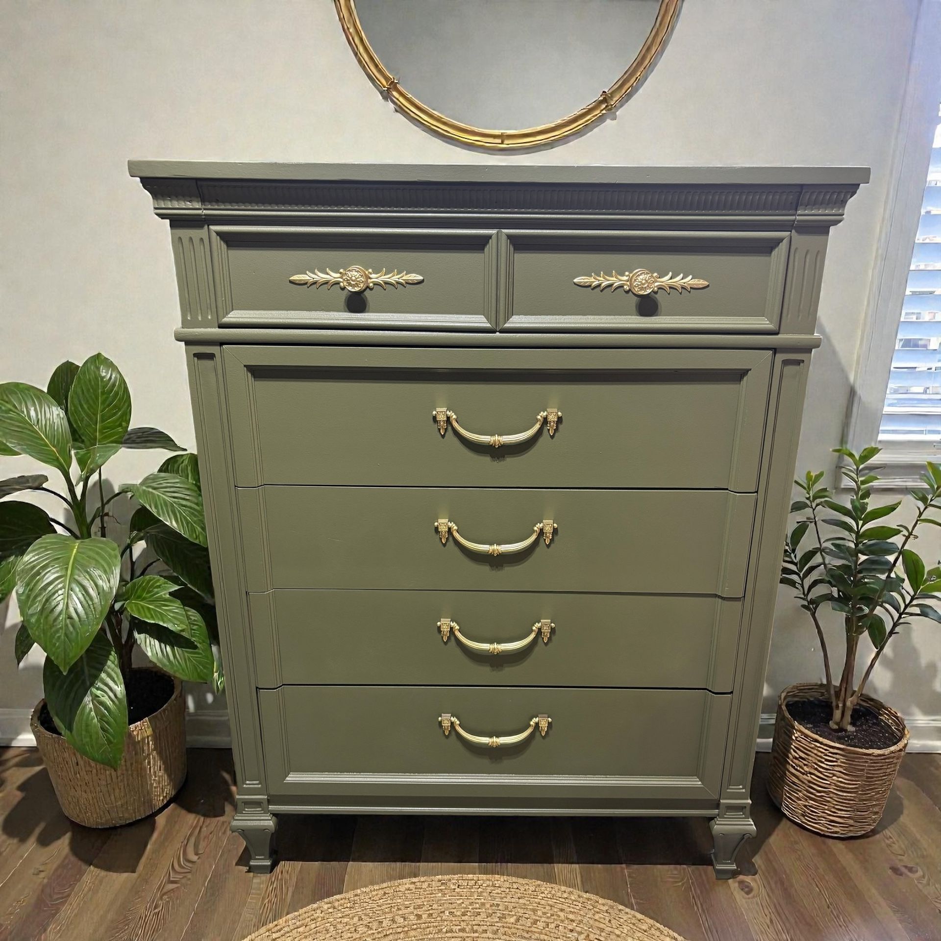 Vintage MCM Green Dresser 